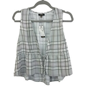 𝅺AFRM plaid vest sz Large New with tags cinch waist